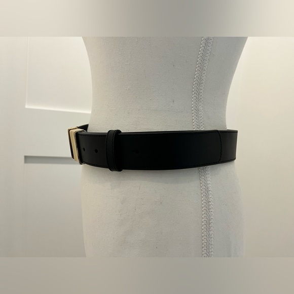 J Crew Double buckle belt in Italian leather Black Small shiny gold hardware - Picture 13 of 13